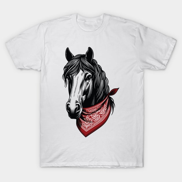 Horse with Red Bandana - Equestrian Horse Riding Graphic T-Shirt by Graphic Duster